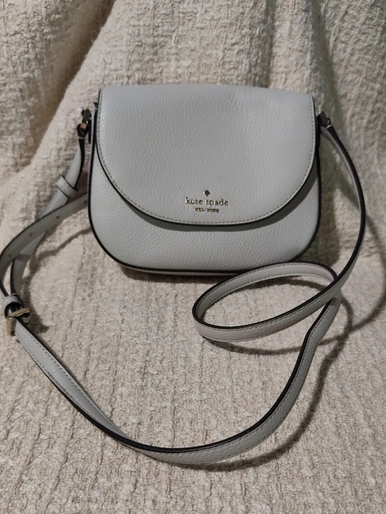 kate spade Handbags - kate spade White Pebbled Leather Crossbody Saddle Bag